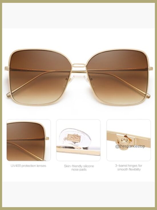 Oversized Square Sunglasses UV400 Protection Metal Frame Unisex main image 6